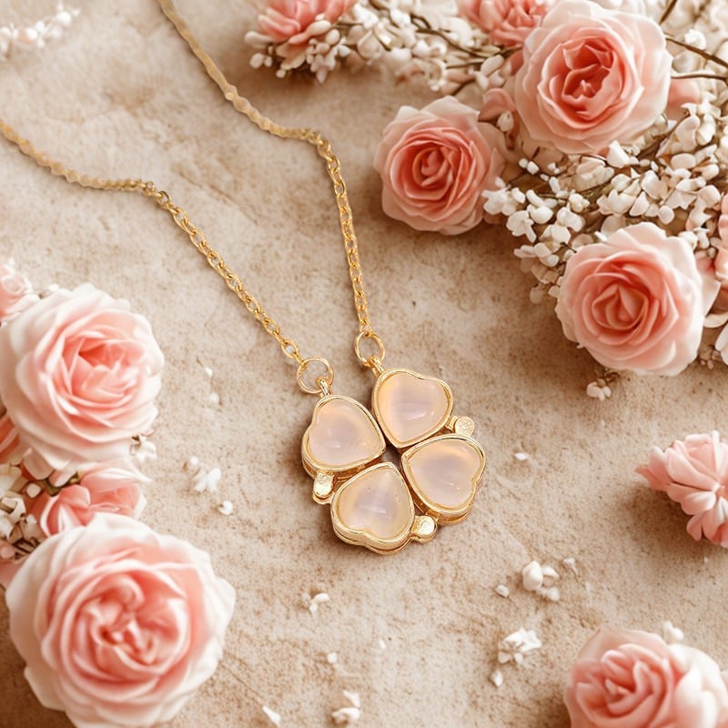 Collier transformable 2 en 1 plaqué or 18K femme, pendentif trèfle nacre et strass - Hana Kahisa Collection