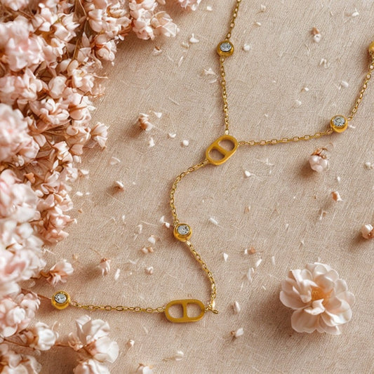 Célia · Le Maillon Doré — Collier Chaîne Zircons